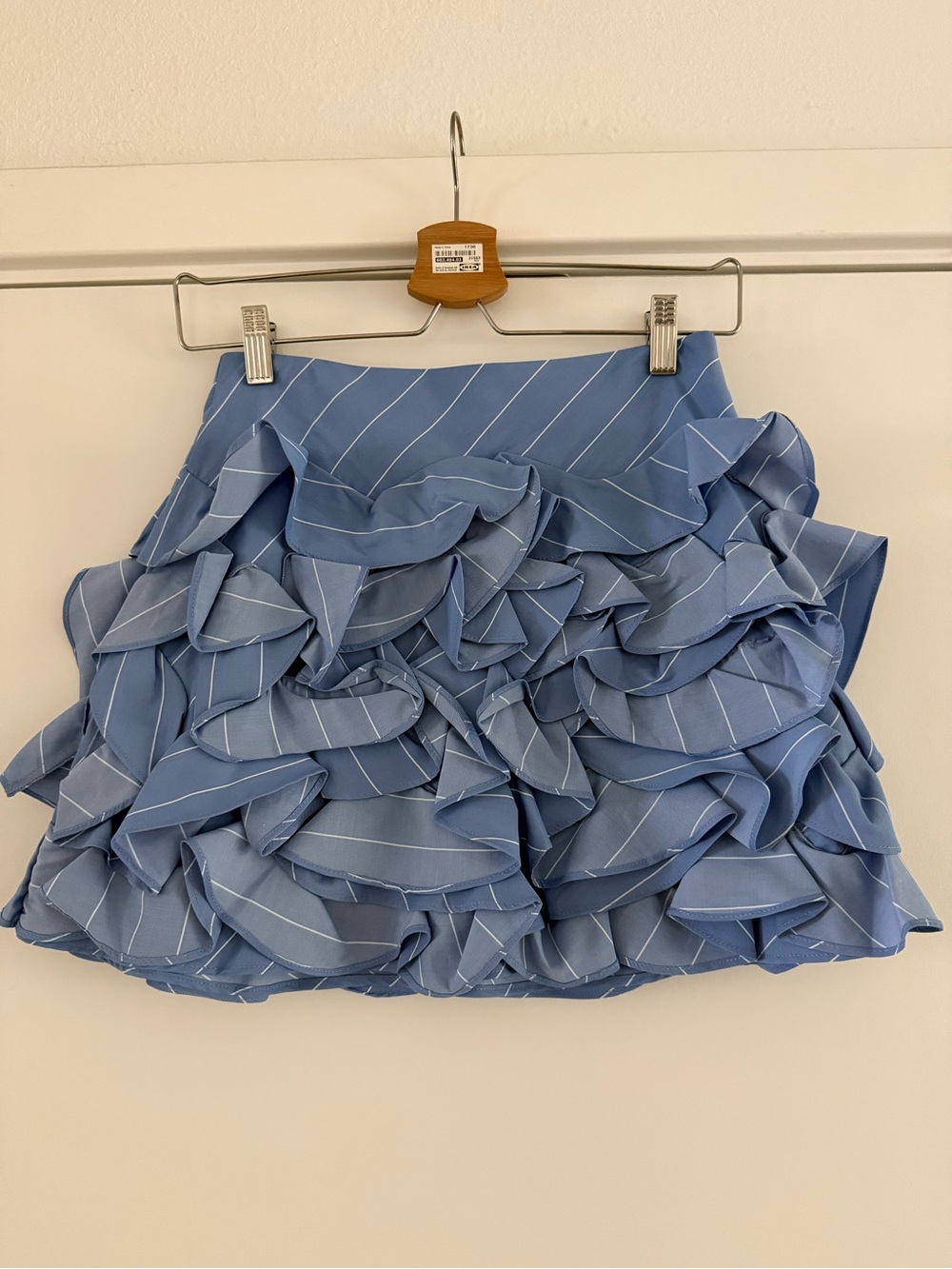 NWT H&M Blue Striped Ruffle Mini Skirt - Picture 5 of 7